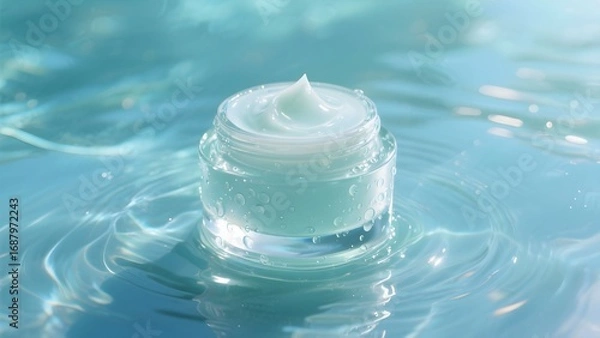 Obraz 물위에떠있는젤크림용기상품사진