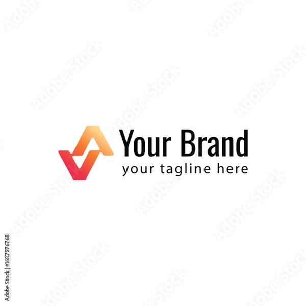 Fototapeta Minimalist and modern abstract logo design with gradient colors for startup and corporate business, isolated on white background