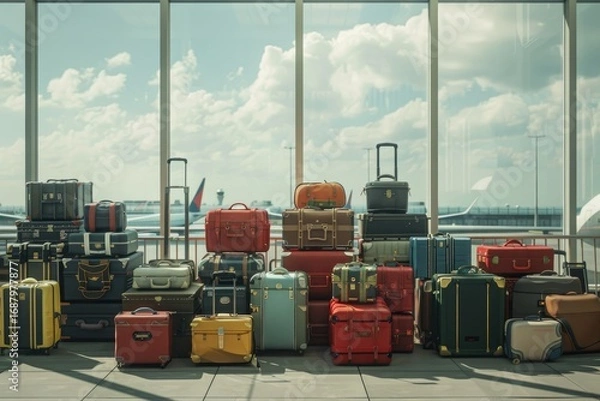 Fototapeta Sharp Picture of Assorted Luggage at Airport Terminal