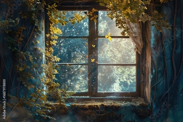 Fototapeta Detailed Visual  of Looking Through Window Journey to Freedom