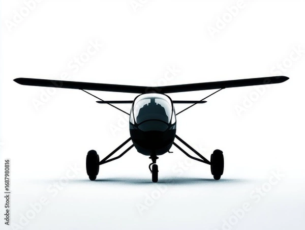 Fototapeta vibrant color image of Flying autogyro silhouette on white background realistic image photo high detail 8k