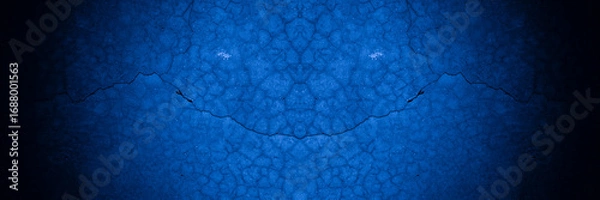 Fototapeta Old wall pattern texture cement blue dark abstract  blue color design are light with black gradient background.