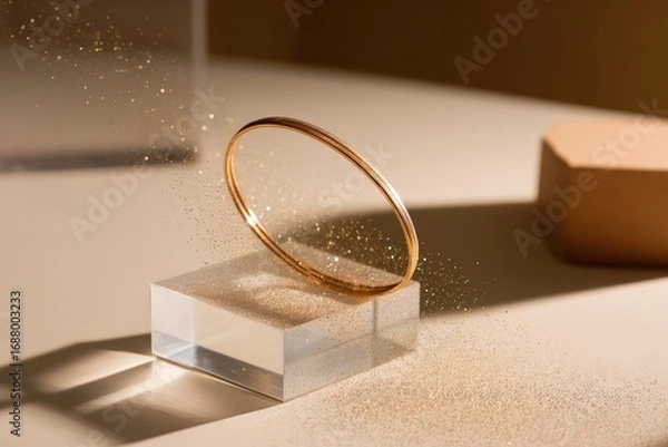 Fototapeta Gold bangle on a clear display.