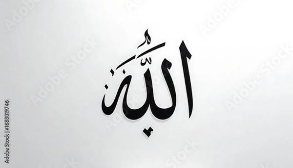 Fototapeta Black Arabic Calligraphy of the Word Allah on White Background in Minimalist Style