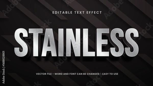 Fototapeta Editable text effec stainless  3D style