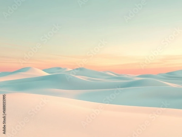 Obraz Serene Desert Landscape at Dawn with Soft Sand Dunes and Gentle Pastel Sky