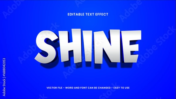 Fototapeta Shine text effect  editable blue 3d text effect