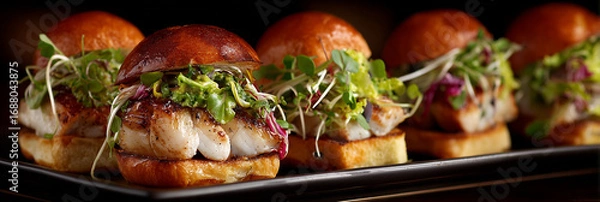 Obraz Fish sliders with micro greens