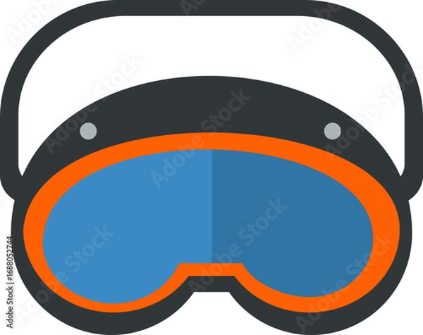 Obraz Vector illustration of blue safety goggles with black straps, designed to protect workers’ eyes from dust, debris, and hazards on construction sites. Perfect for PPE graphics, industrial safety poster