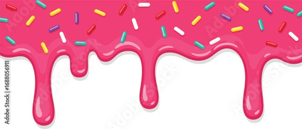 Obraz Pink ice cream melted with colorful cute candy sprinkles