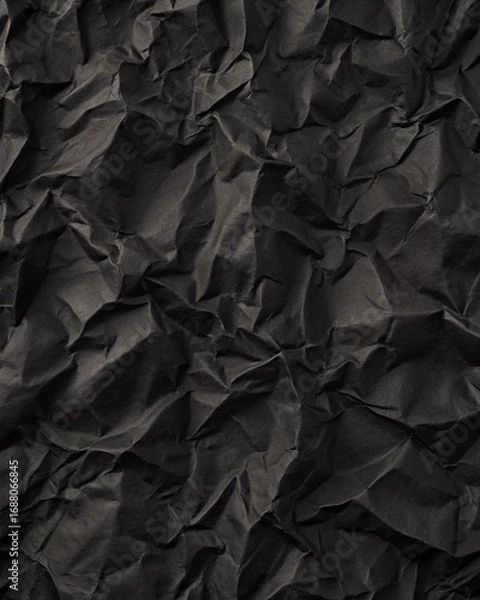 Fototapeta Black Texture with Crumpled Paper Wrinkles for Editorial Design