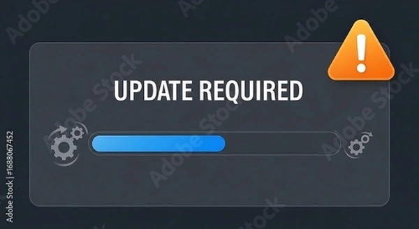 Obraz Urgent system update required notification with progress bar and warning icon