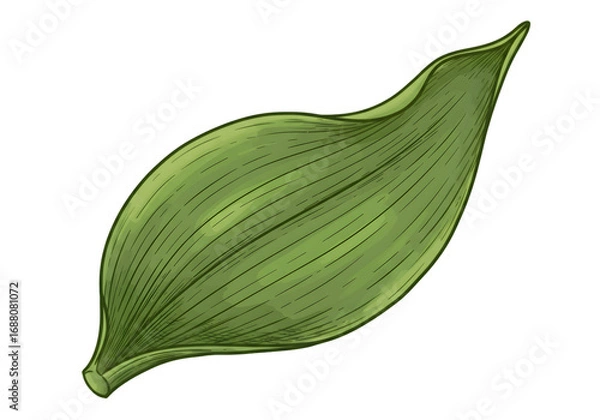 Obraz Isolated Green Leaf Illustration On Transparent Background Botanical Design