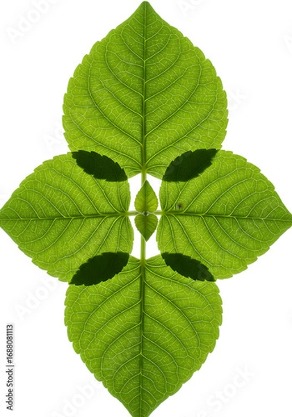 Obraz Isolated Green Leaf Illustration On Transparent Background Close Up Macro Photo