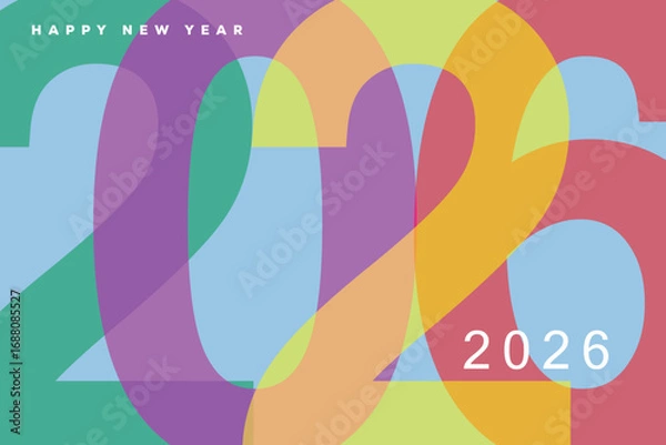 Fototapeta Happy New Year 2026 logo text effect design. 2026 number design template. Happy New Year 2026 card, cover and poster collection.