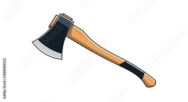 Fototapeta A sturdy chopping axe with a polished metal blade and a smooth wooden handle designed for efficient wood cutting and splitting tasks