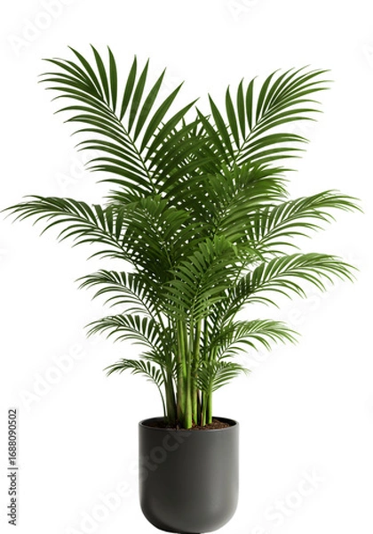 Fototapeta Isolated Green Palm Tree In A Black Pot On Transparent Background