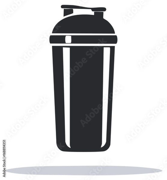 Obraz Fitness Shaker Bottle Vector Silhouette for Protein Powder or Supplement Mixes, Modern Icon for Gym and Workout Nutrition