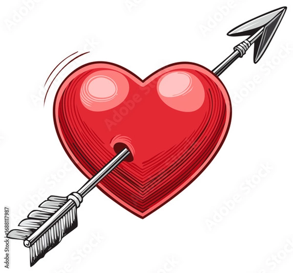 Fototapeta Heart pierced by an arrow for Valentine's Day or love concept