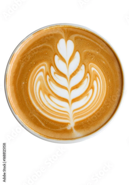 Obraz Isolated Latte Art on Transparent Background Photo of Coffee Drink