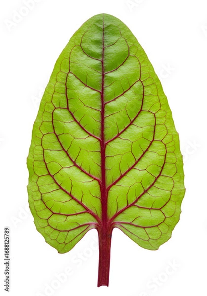 Obraz Isolated Leaf with Vibrant Green and Red Veins Photo on Black Transparent Background