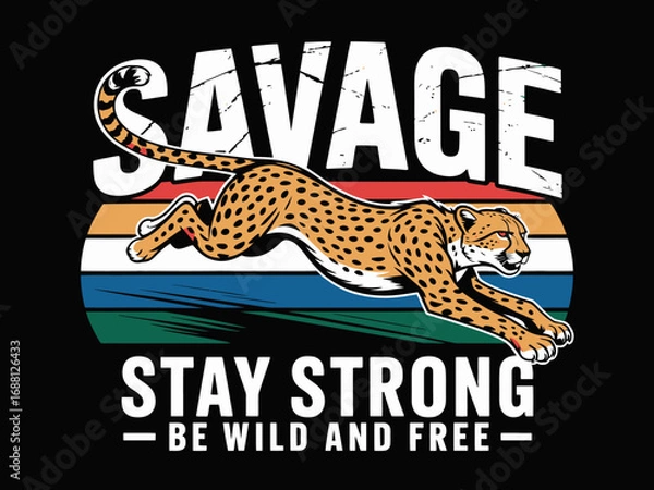 Fototapeta A striking cheetah in mid-leap captures the essence of wild energy and freedom, accentuated by vibrant colors that uplift and energize the spirit within.