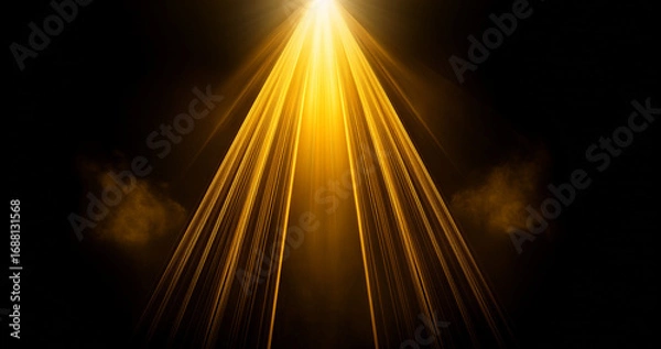Fototapeta Overlays, overlay, light transition, effects sunlight, lens flare, lights leaks. High-quality stock image of sunrays effects, yellow flare glow isolated on black background for design. Generative AI 