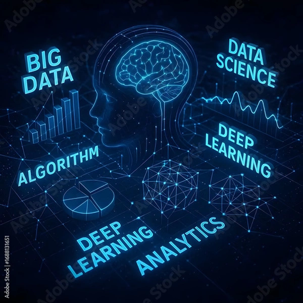 Fototapeta Word Cloud of AI and Data Science