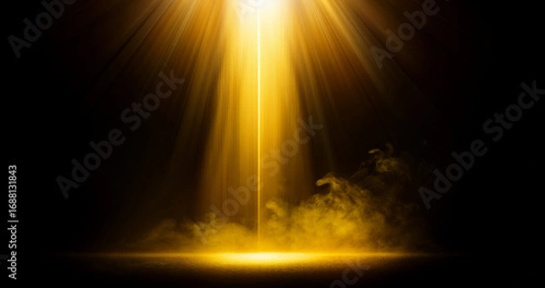 Fototapeta Overlays, overlay, light transition, effects sunlight, lens flare, lights leaks. High-quality stock image of sunrays effects, yellow flare glow isolated on black background for design. Generative AI 
