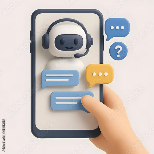 Fototapeta AI-Powered Chatbot on a Smartphone