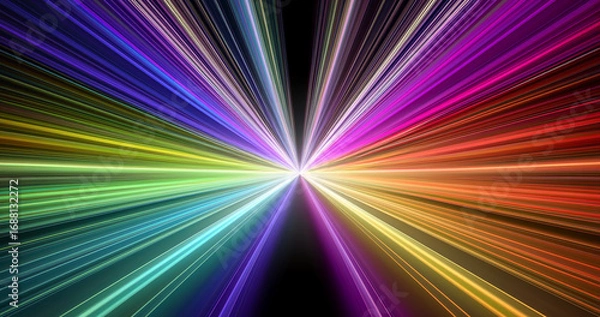 Fototapeta Overlays, overlay, light transition, effects sunlight, lens flare, lights leaks. High-quality stock image of sunrays, multicolor flare glow isolated on black background for design. Generative AI