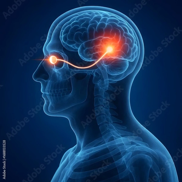 Fototapeta Digital Human Head with Neuronal Network