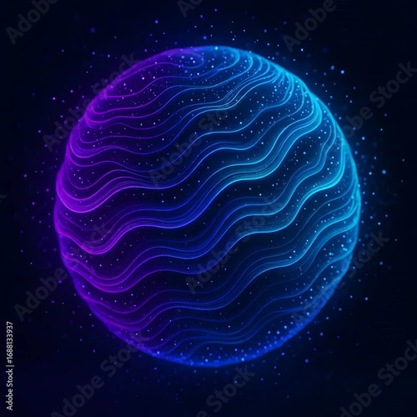 Fototapeta Futuristic Abstract Blue Sphere Particles