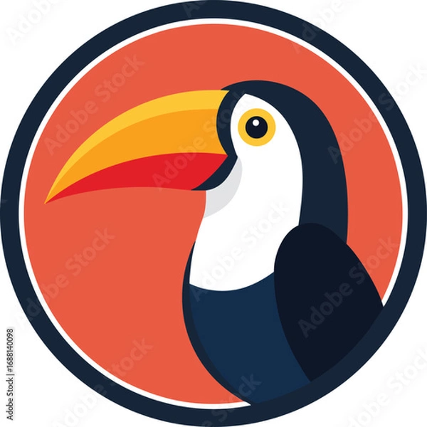 Fototapeta Toucan In Circle Frame Illustration