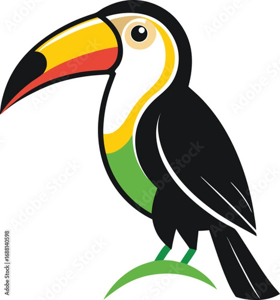 Fototapeta Toucan Perched Minimal Line Drawing