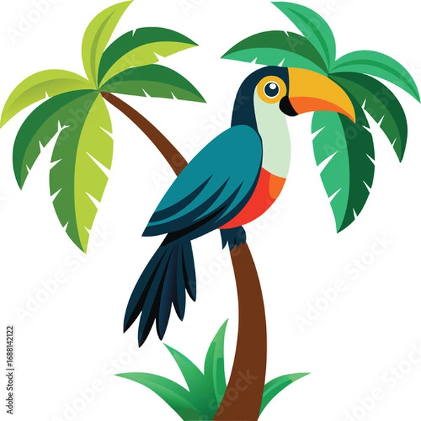 Fototapeta Tropical Bird On Palm Tree Vector