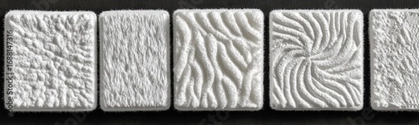 Fototapeta Five square tiles with varied textured patterns