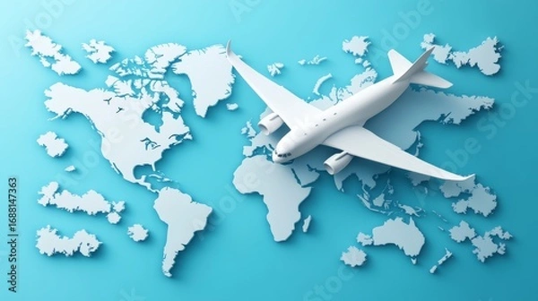 Fototapeta Illustrations of maps and airplane travel concepts