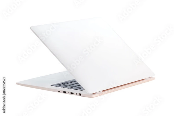 Fototapeta Modern laptop with a sleek design, white isolated background, perfect for tech-related projects.