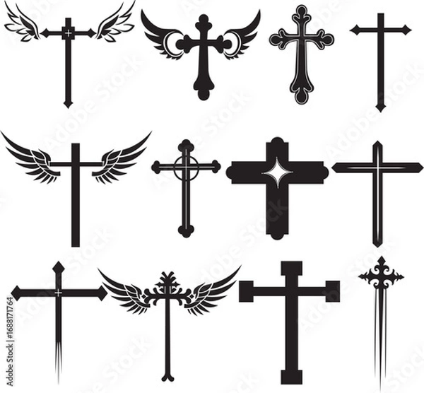 Obraz dynamic cross vector illustration black icon,