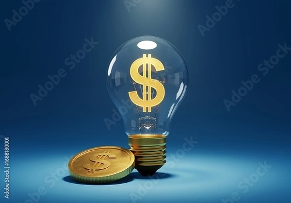 Fototapeta Money Making Ideas and Financial Creativity a Light Bulb with Dollar Sign for Business Innovation and Investment Opportunities