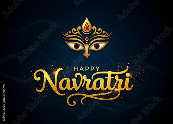 Fototapeta Happy Navratri celebration greeting with colorful abstract pattern and traditional festive art. Happy Navratri wishes with colorful poster.
