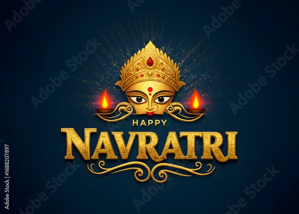 Fototapeta Happy Navratri celebration greeting with colorful abstract pattern and traditional festive art. Happy Navratri wishes with colorful poster.

