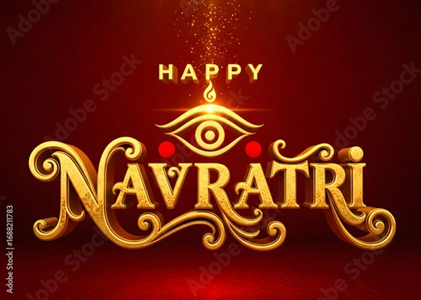 Fototapeta Happy Navratri celebration greeting with colorful abstract pattern and traditional festive art. Happy Navratri wishes with colorful poster.
