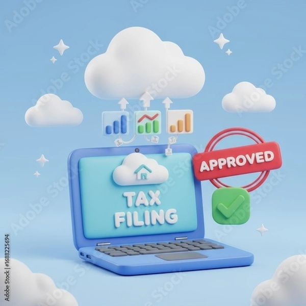 Fototapeta Online tax filing simple secure and approved