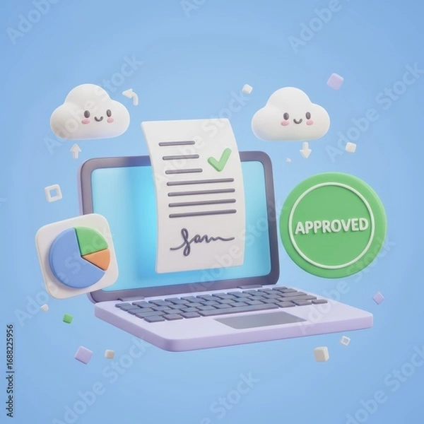 Fototapeta Your document has been approved and is ready for cloud storage