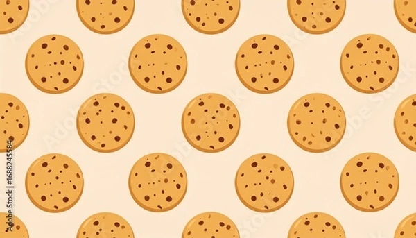 Fototapeta クッキー柄のシームレス背景パターン／Seamless Cookie Background Pattern