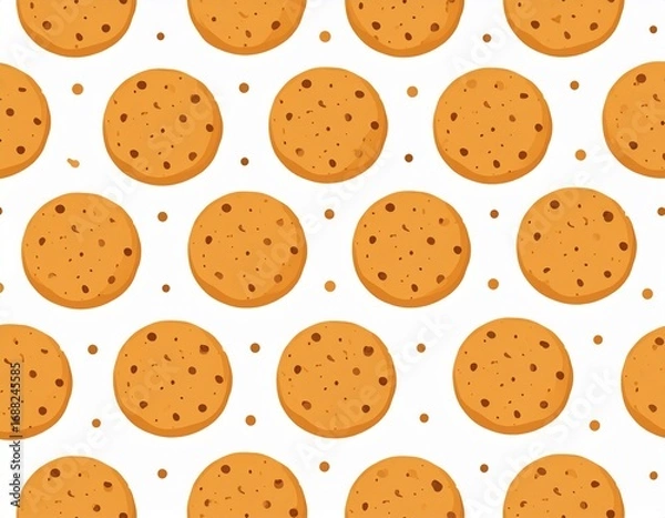 Fototapeta クッキー柄のシームレス背景パターン／Seamless Cookie Background Pattern