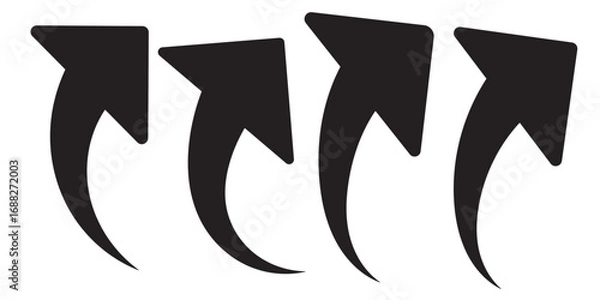 Fototapeta Long arrows icon. Long curved hand drawn arrow isolated background .