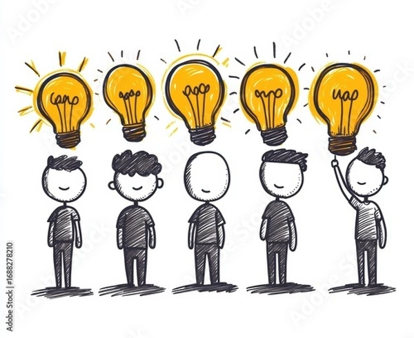 Obraz Doodle team with bright business ideas
